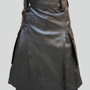Black and Brown Leather Kilt For Men
