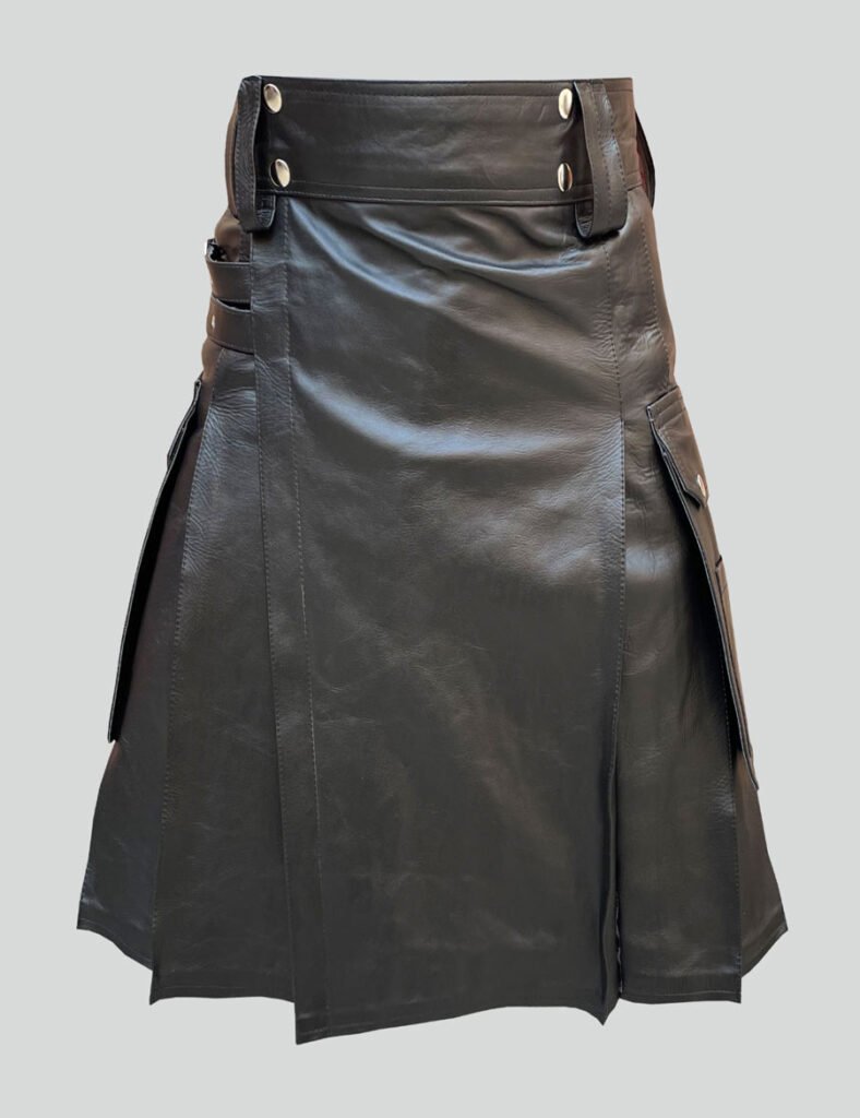 Black and Brown Leather Kilt For Men