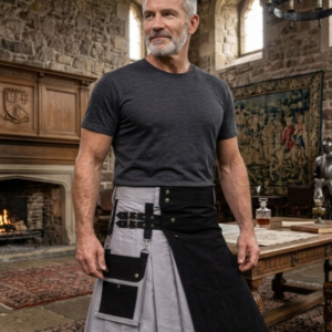 Black and Grey Hybrid Cotton Kilt
