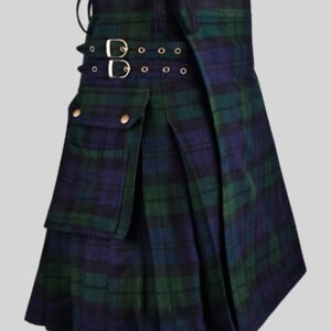 Black Watch Tartan Utility Kilt Combine timeless Scottish heritage with modern practicality in the Black Watch Tartan Utility Kilt. Featuring the iconic Black Watch tartan pattern and a contemporary utility-inspired design, this kilt offers a bold and versatile alternative to traditional kilt styling. Ideal for Highland gatherings, festivals, weddings, cultural celebrations, themed events, outdoor occasions, and casual wear, this kilt brings together classic tartan character and a rugged modern aesthetic. Pair it with traditional Scottish accessories for a formal look or a casual shirt for everyday styling. Key Features: Classic Black Watch tartan design Modern utility-inspired kilt styling Traditional Scottish heritage appearance Versatile for formal and casual occasions Ideal for weddings, festivals, Highland events, and celebrations Combines classic tartan character with contemporary utility fashion