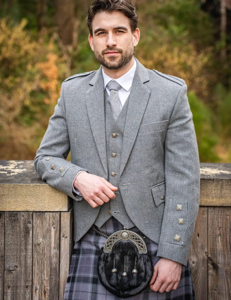 Grey Arrochar Tweed Kilt Jacket & Waistcoat