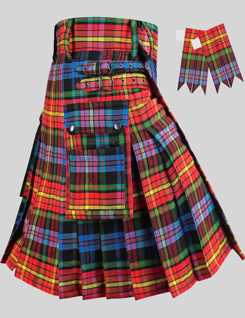 LGBT Utility Tartan Kilt Celebrate individuality and bold Scottish-inspired style with the LGBT Utility Tartan Kilt. Combining a distinctive tartan design with modern utility-inspired styling, this kilt offers a contemporary take on the classic Scottish silhouette. Designed for those who appreciate expressive fashion, it is a versatile choice for pride celebrations, festivals, themed events, cultural gatherings, and casual wear. The striking tartan character and utility styling create a unique look that stands out while maintaining the timeless appeal of kilt fashion. Key Features: LGBT-inspired tartan design Modern utility kilt styling Bold and expressive appearance Contemporary take on traditional kilt fashion Ideal for Pride celebrations, festivals, events, and gatherings Suitable for casual and themed outfits